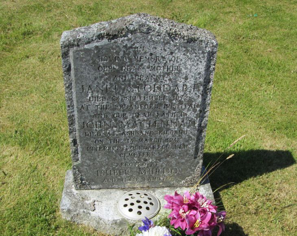 Photo of headstones/John MacLennan died 1942 MI Broadford, Strath
